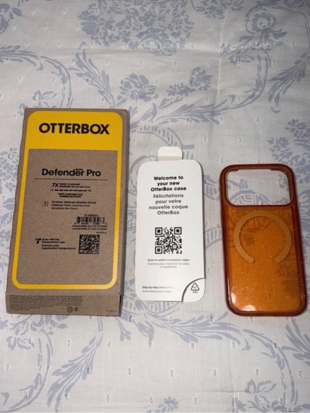 OtterBox Defender Pro Protective Phone Case- Orange Sparkles